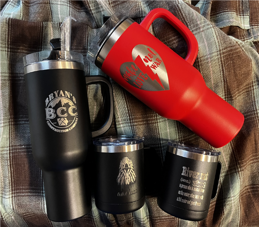 CUSTOM ENGRAVED TUMBLERS WITH HANDLES